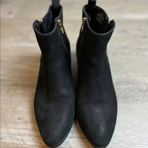 Gold zipper black booties